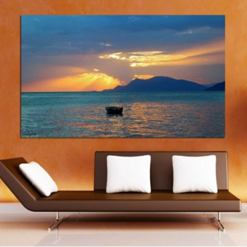 Πίνακας σε καμβά με Θάλασσα με σκάφος